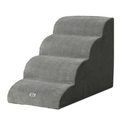 i.Pet 4-Tier Dog Ramp Steps - High-Density Foam, Non-Slip Suede, Water-Resistant, 74x41x50cm, Easy-C