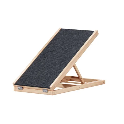 i.Pet Adjustable Dog Ramp & Steps - 70cm Wooden Fir with Anti-Slip Carpet, Foldable for Bed, Sofa, Car - Supports 30kg