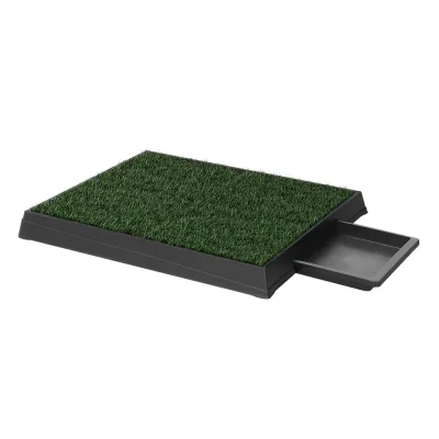 i.Pet Training Pad with Tray - Large 3-Layer Odourless Grass Mat for Dogs, 64x52cm, Indoor/Outdoor Use, Easy Clean