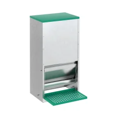 Giantz Automatic Chicken Feeder 30L Galvanised Steel, Treadle Self-Opening, Rust Resistant, Mess-Free, Easy Assembly