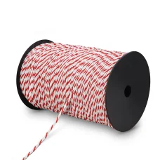 Giantz 500m Electric Fence Poly Rope - UV Stabilised, 6 Stainless Steel Strands, Red & White for Livestock Control