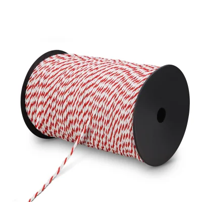 Giantz 500m Electric Fence Poly Rope - UV Stabilised, 6 Stainless Steel Strands, Red & White for Livestock Control