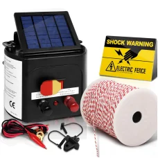 Giantz 5KM Solar Electric Fence Energiser with 500M Polywire, Insulators & Warning Signs for Livestock Control