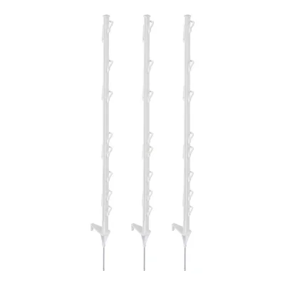 Giantz Electric Fence Posts 20pcs, 106.5CM, Durable UV-Stabilised PP, 8 Wire Positions, Galvanised Spike, White