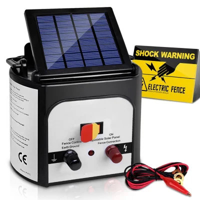 Giantz 8KM Solar Fence Energiser 0.3J Electric Charger, Waterproof, Monocrystalline Panel, 15-20 Days Charge
