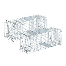 Giantz Humane Animal Trap Cage Set, Rust-Resistant Galvanised Iron, 66x23cm, Collapsible Design, 2-Pack Giantz Humane Animal Trap Cage Set, Rust-Resistant Galvanised Iron, 66x23cm, Collapsible Design, 2-Pack