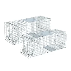 Giantz Humane Animal Trap Cage Set, Rust-Resistant Galvanised Iron, 66x23cm, Collapsible Design, 2-Pack