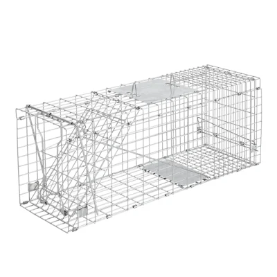 Giantz Gardeon 94x34cm Humane Animal Trap Cage, Galvanised Iron, Collapsible, Spring Door, Safe Pest Removal