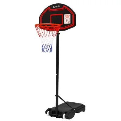 Everfit 2.1M Adjustable Basketball Hoop Stand for Kids & Adults, Shatterproof Backboard, Portable with Wheels, Black