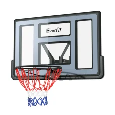 Everfit 45" Wall Mounted Basketball Hoop System, Shatterproof Backboard, Steel Ring, Weatherproof Net, 110x75cm