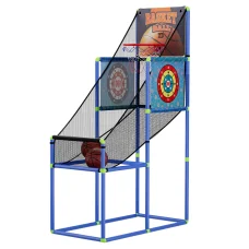 Basketball Arcade Game Electronic Scorer for Kids, Adjustable Height, 3 Games, Indoor Outdoor, Blue, 81x41.5x134cm