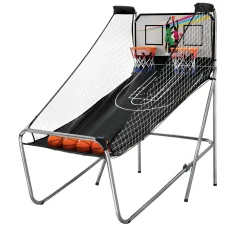 Basketball Arcade Game - Double Shoot, 8 Modes, Steel Frame, LED Scorer, 4 Balls, Indoor/Outdoor, Foldable