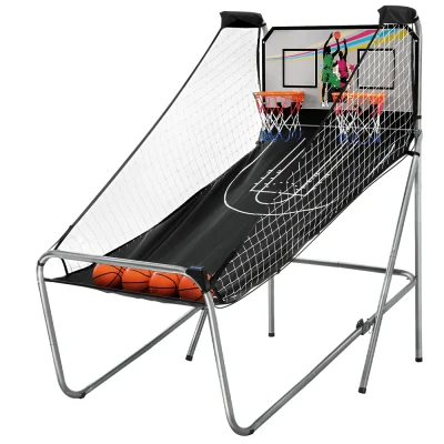 Basketball Arcade Game - Double Shoot, 8 Modes, Steel Frame, LED Scorer, 4 Balls, Indoor/Outdoor, Foldable