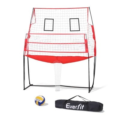 Everfit 8ft Portable Volleyball Net Training Set, Adjustable Height, Fibreglass Poles, PVC Ball & Carry Bag, Quick Setup