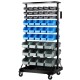 Giantz Double-Sided 90-Bin Storage Rack Stand with Rust-Resistant Steel Frame, Label Slots & Brakeable Wheels for 151kg