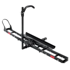 Giantz Heavy-Duty Motorcycle Carrier Rack Ramp, Adjustable 2'' Towbar, 500lbs Capacity, Powder-Coated Steel, Black