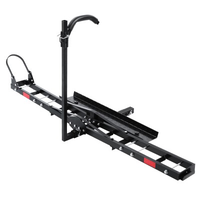 Giantz Heavy-Duty Motorcycle Carrier Rack Ramp, Adjustable 2'' Towbar, 500lbs Capacity, Powder-Coated Steel, Black