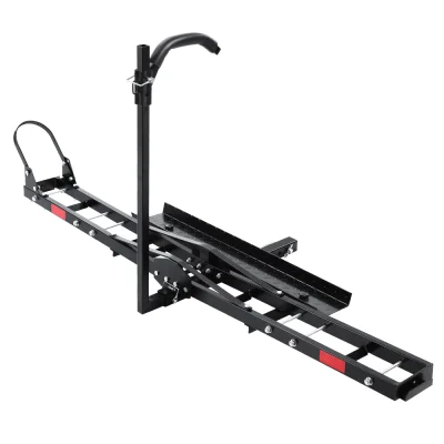 Giantz Heavy-Duty Motorcycle Carrier Rack Ramp, Adjustable 2'' Towbar, 500lbs Capacity, Powder-Coated Steel, Black