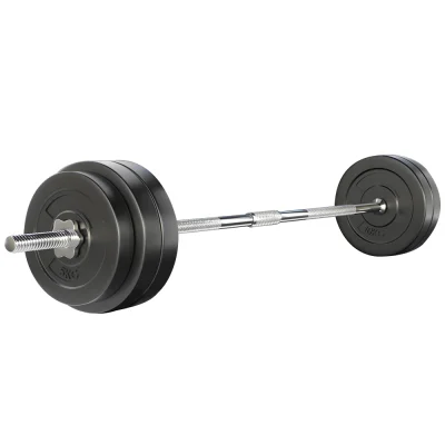 Everfit 58kg Barbell Set with Rubber-Covered Weight Plates & 168cm Steel Bar for Home Gym Full Body Workout