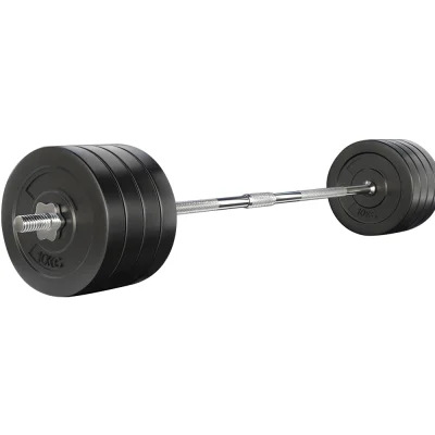 Everfit 88kg Barbell Set - Rubber-Covered Weight Plates, Chrome-Plated Steel Bar, 168cm, Home Gym Essential