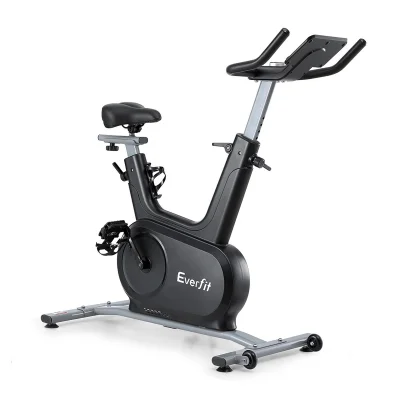 Everfit Electromagnetic Spin Bike: 24-Level Resistance, Bluetooth, Adjustable Seat & Handlebars, 120kg Capacity, Black