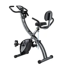 Everfit Folding Magnetic Exercise Bike with 12 Resistance Levels, LCD Monitor, Armrest, Backrest, and Pulling Ropes