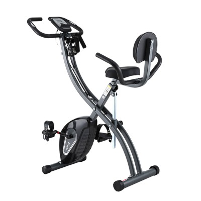 Everfit Folding Magnetic Exercise Bike with 12 Resistance Levels, LCD Monitor, Armrest, Backrest, and Pulling Ropes