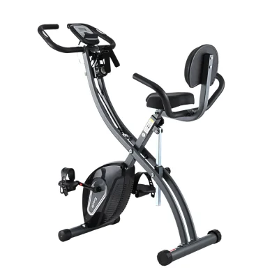 Everfit Folding Magnetic Exercise Bike with 12 Resistance Levels, LCD Monitor, Armrest, Backrest, and Pulling Ropes