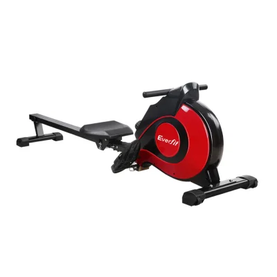 Everfit Magnetic Resistance Rowing Machine - Steel Glide, 10 Levels, LCD, Foldable, 150kg Capacity, Home Gym Red