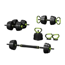 Everfit 25kg Adjustable Cast Iron 7-in-1 Dumbbell, Barbell, Kettlebell Weight Set for Home Gym Strength Training