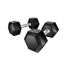 Everfit 20kg Hex Dumbbells Set, 2x10kg Rubber Coated Cast Iron Weights, Non-Slip Handles, Home Gym Workout