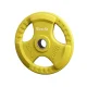 Everfit 20kg Weight Plate Cast Iron Rubber Coated 3-Grip Barbell Dumbbell Plate Home Gym Yellow 50.6mm Hole