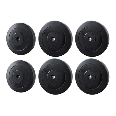 Everfit 50kg Barbell Weight Plates Set, 31mm Standard, Rubber Coated Cast Cement, Home Gym Fitness Exercise