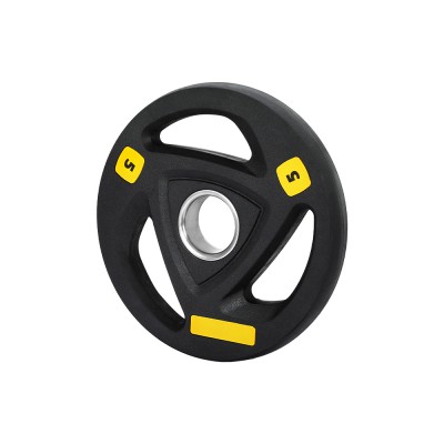 Everfit Olympic Weight Plate 5kg Cast Iron with Rubber Coating, 3-Grip, 51mm Hole for Barbells & Dumbbells, Black