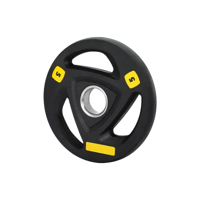 Everfit Olympic Weight Plate 5kg Cast Iron with Rubber Coating, 3-Grip, 51mm Hole for Barbells & Dumbbells, Black