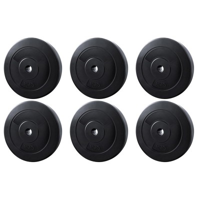 Everfit 60kg Barbell Weight Plates Set, Rubber Coated Cast Cement, 31mm Standard, Home Gym Fitness, 10kg x 6