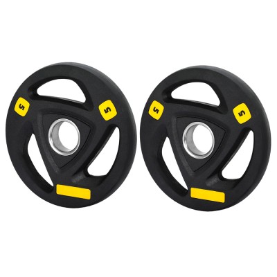 Everfit Weight Plates 5kg x 2 Cast Iron Rubber Coated Standard Plate Set, Triple Grip, 51mm Hole for Bars, Black