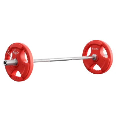 Everfit 36kg Barbell Set with 120cm A3 Alloy Steel Bar, Cast Iron Rubber-Coated Plates, Non-Slip Grip, Home Gym Fitness