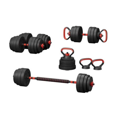 Everfit 40kg Adjustable 7-in-1 Cast Iron Dumbbells, Kettlebell, Barbell Weight Set for Home Gym Fitness Training