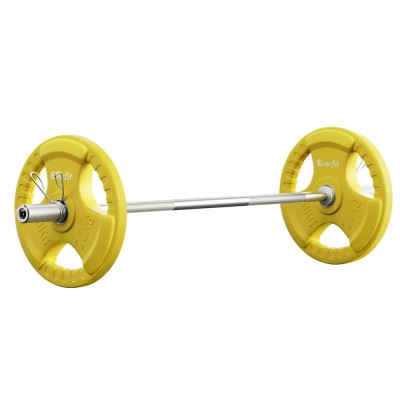 Everfit 46KG 120CM Barbell Set with 20KG Cast Iron Rubber-Coated Plates, Alloy Steel Bar, Non-Slip Grip, Yellow Everfit 46KG 120CM Barbell Set with 20KG Cast Iron Rubber-Coated Plates, Alloy Steel Bar, Non-Slip Grip, Yellow