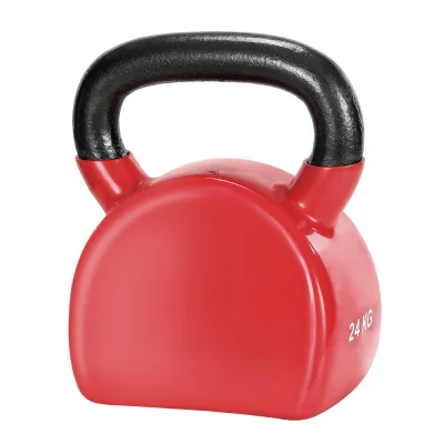 Everfit 24kg Kettlebell with PVC Neoprene Coating, Cast Iron Core, Oversized Handle, Stable Base, Red, Home Gym Fitness