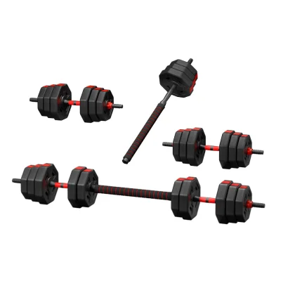 Everfit 40kg Adjustable Cast Iron Dumbbell Barbell Set - 4-in-1 Home Gym with Ergonomic Grip & Secure Locking