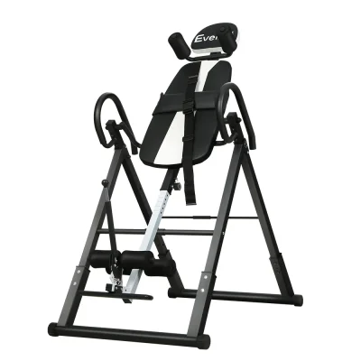 Everfit Inversion Table Grey with Adjustable 180° Range, Padded Backrest, Steel Frame, 120kg Capacity, Foldable