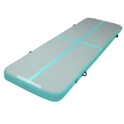 Everfit 3m x 1m Air Track Mat - Mint & Grey, Inflatable Gymnastic Tumbling Mat with Anti-Slip Surface & Carry Bag