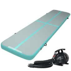 Everfit GoFun 4X1M Inflatable Air Track Mat with Pump - 1000D Fabric, Anti-Slip Surface, Mint Green, 1-Year Warranty
