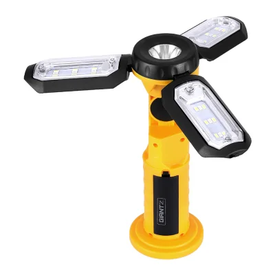 Giantz Rechargeable Work Light USB Cordless LED Lamp, 4 Modes, Magnetic Hook, Rotatable, ABS, 300LM, Foldable, Yellow