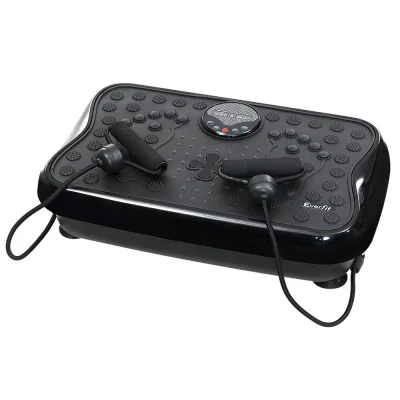 Everfit Black Vibration Machine Platform with Resistance Rope - Dual-Belt Motor, 120kg Capacity, Remote & Reflexology