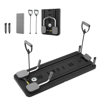 Everfit Foldable Pilates Reformer Ab Exercise Board, Black - Full-Body Workout, Non-Slip, Adjustable, Compact Design