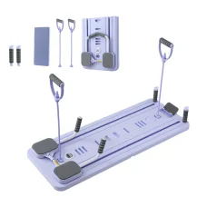 Everfit Foldable Pilates Reformer Board: Full-Body Workout, Adjustable Resistance, Non-Slip Handles, Purple, 106x41x3 cm