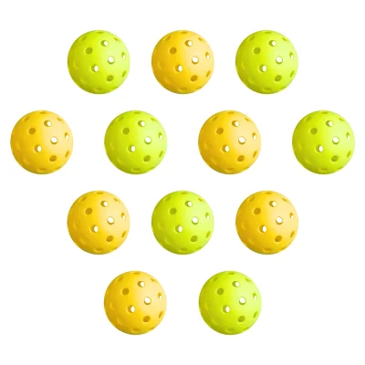 Everfit 12PC Pickleball Set 40-Hole Durable PE Balls 74mm Official Size Indoor Outdoor Green Yellow